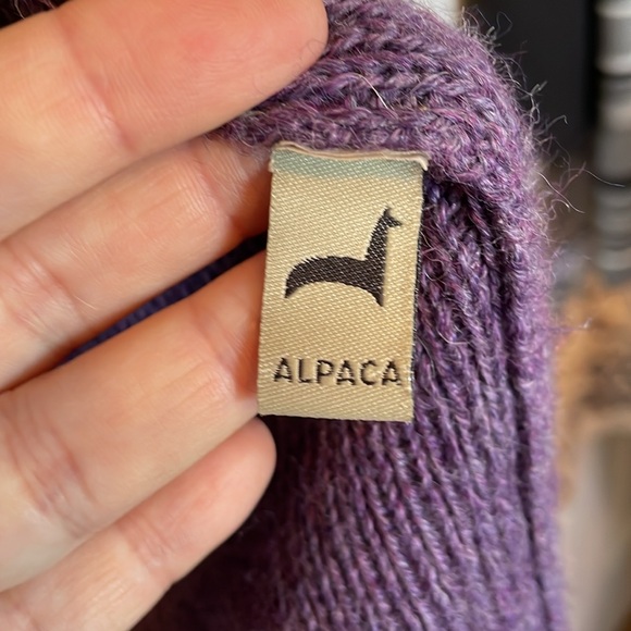 Women’s Peruvianan Link Alpaca cardigan sweater XL purple open front. Repaired - Picture 7 of 15